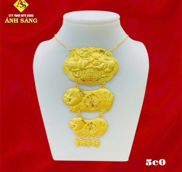 Dây Chuyền Cưới Heo 3 Tầng 5c0 V980 AS506