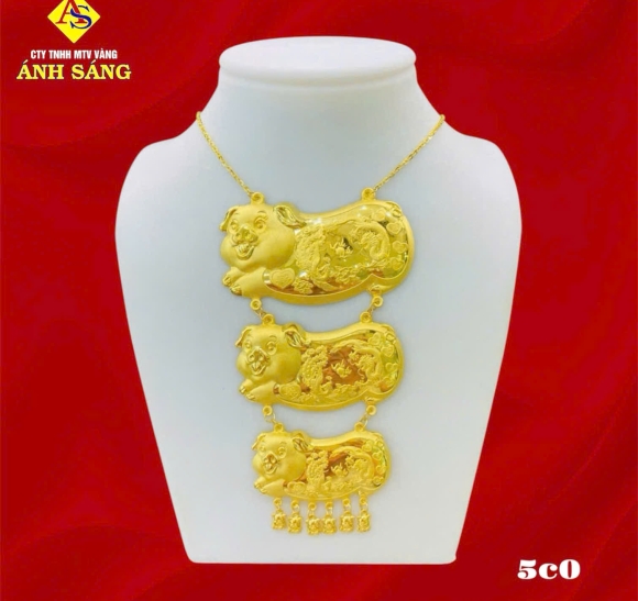 Dây Chuyền Cưới Heo 3 Tầng 5c0 V980 AS504