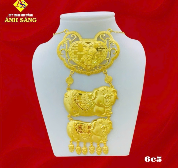 Dây Chuyền Cưới Heo 3 Tầng 6c5 V980 AS652