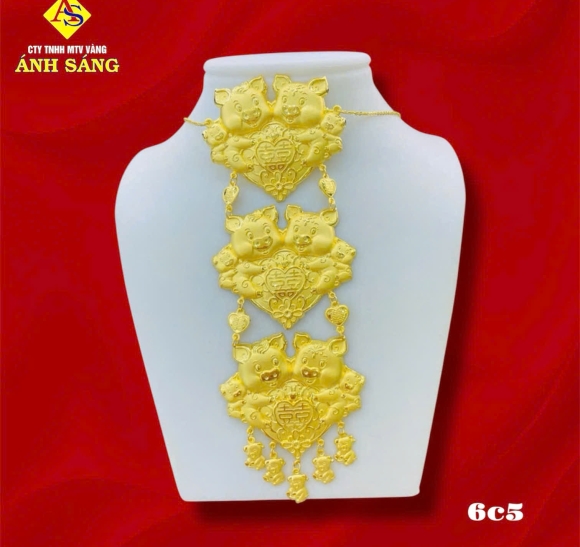 Dây Chuyền Cưới Heo 3 Tầng 6c5 V980 AS651