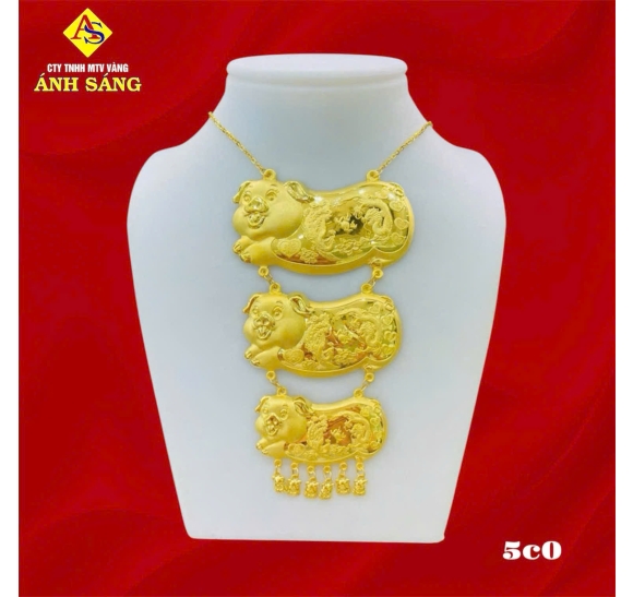 Dây Chuyền Cưới Heo 3 Tầng 5c0 V980 AS503
